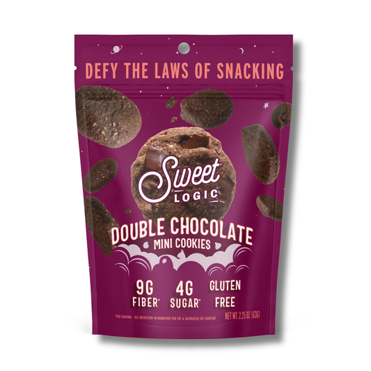 Sweet Logic Mini Cookies - Double Chocolate Cookies - Nut Free - Gluten Free Snacks - Keto - High Fiber - Non-GMO - Low Sugar - Low Carbs - Diabetic & Gut Friendly Desserts