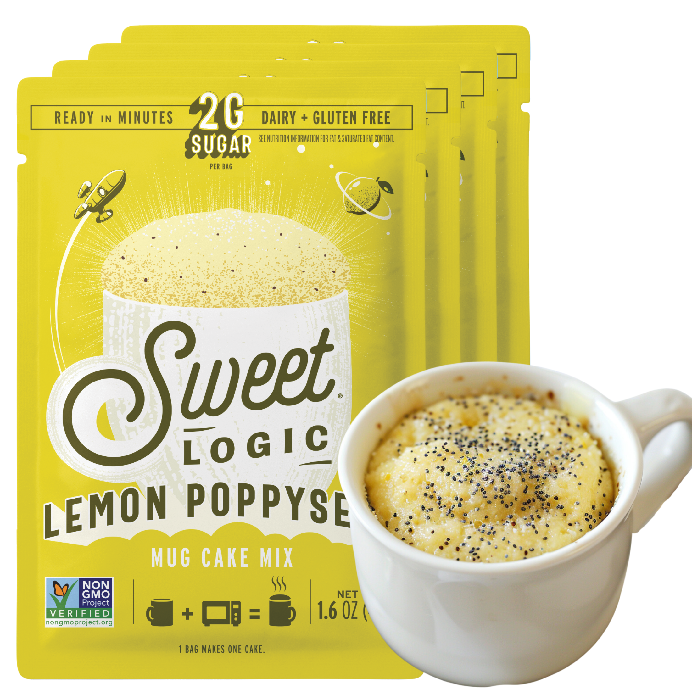 Keto Lemon Poppy Seed Mug Cake (4-Pack) Low Carb, Low Sugar, Gluten Free