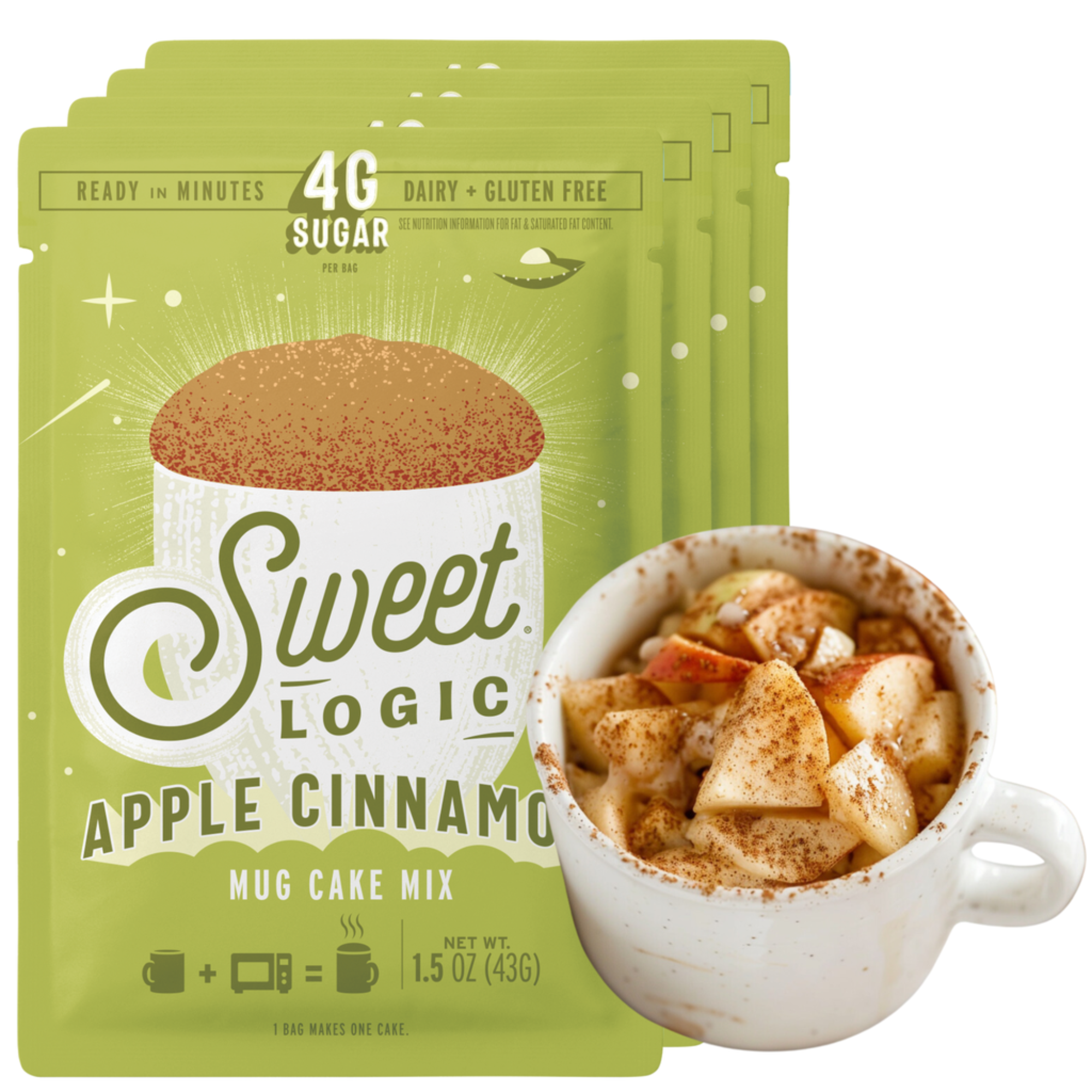 Keto Apple Cinnamon Mug Cake  (4-Pack), Low Carb, Low Sugar