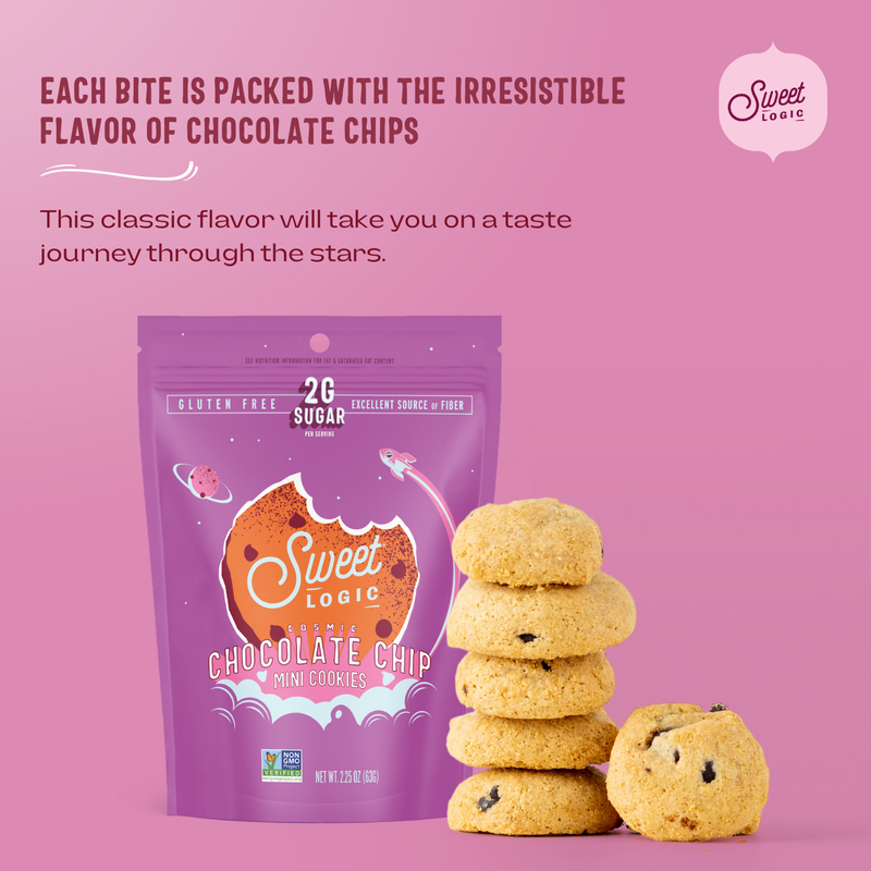 Sweet Logic (Pack of 3) Gut-Friendly Gluten Free Mini Cookies Variety Pack- Double Chocolate Brownie, Cinnamon Churro Snickerdoodle, Chocolate Chip -3ct/2.25oz