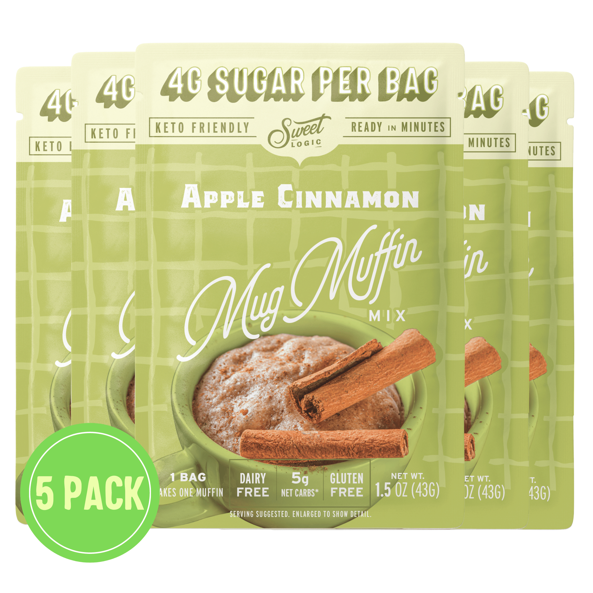 Keto Apple Cinnamon Mug Cake  (5-Pack), Low Carb, Low Sugar