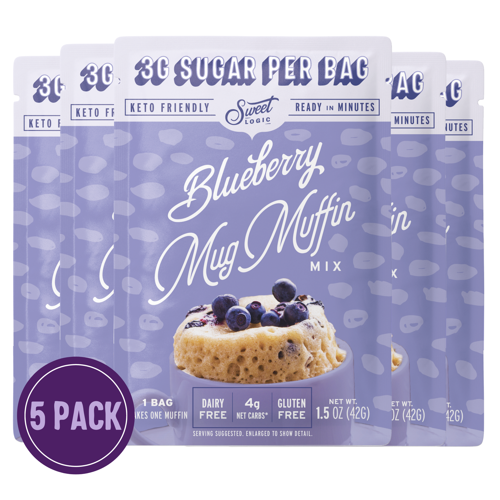 Keto Blueberry Mug Cake (5-Pack) Low Carb, Low Sugar, Gluten Free