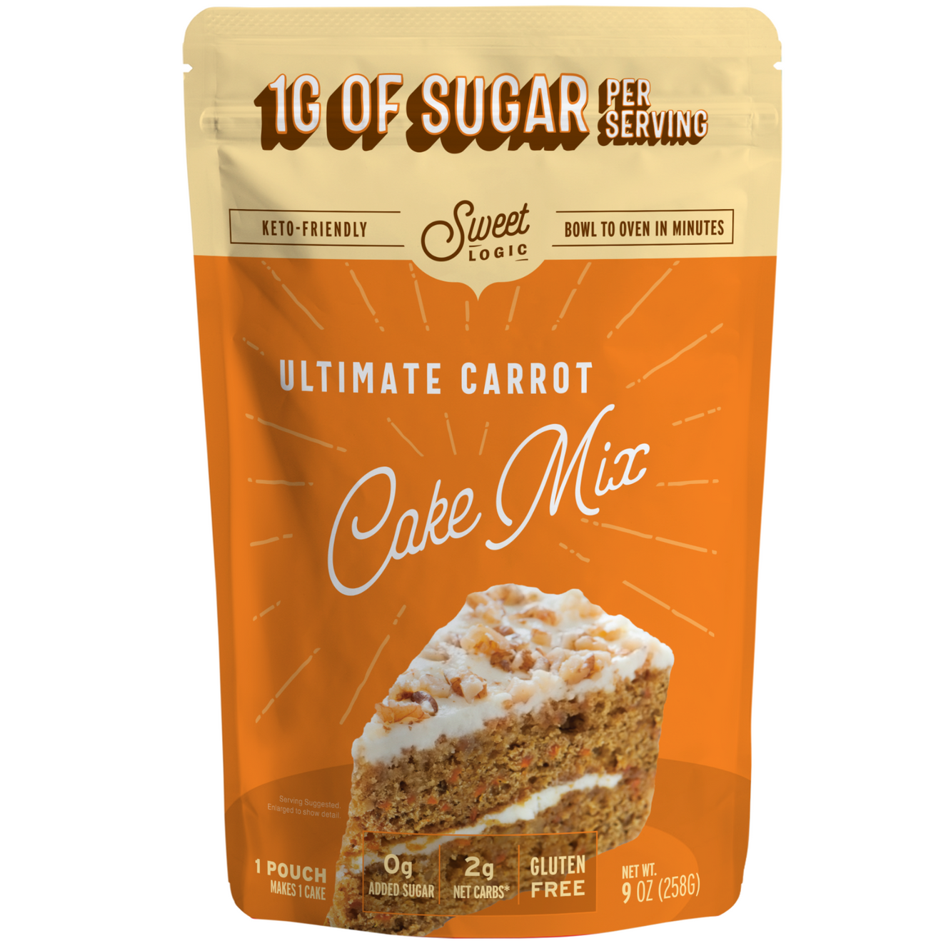 Keto Carrot Cake Baking Mix (1-Pack) Low Carb, Low Sugar, Diabetic Friendly, Gluten Free