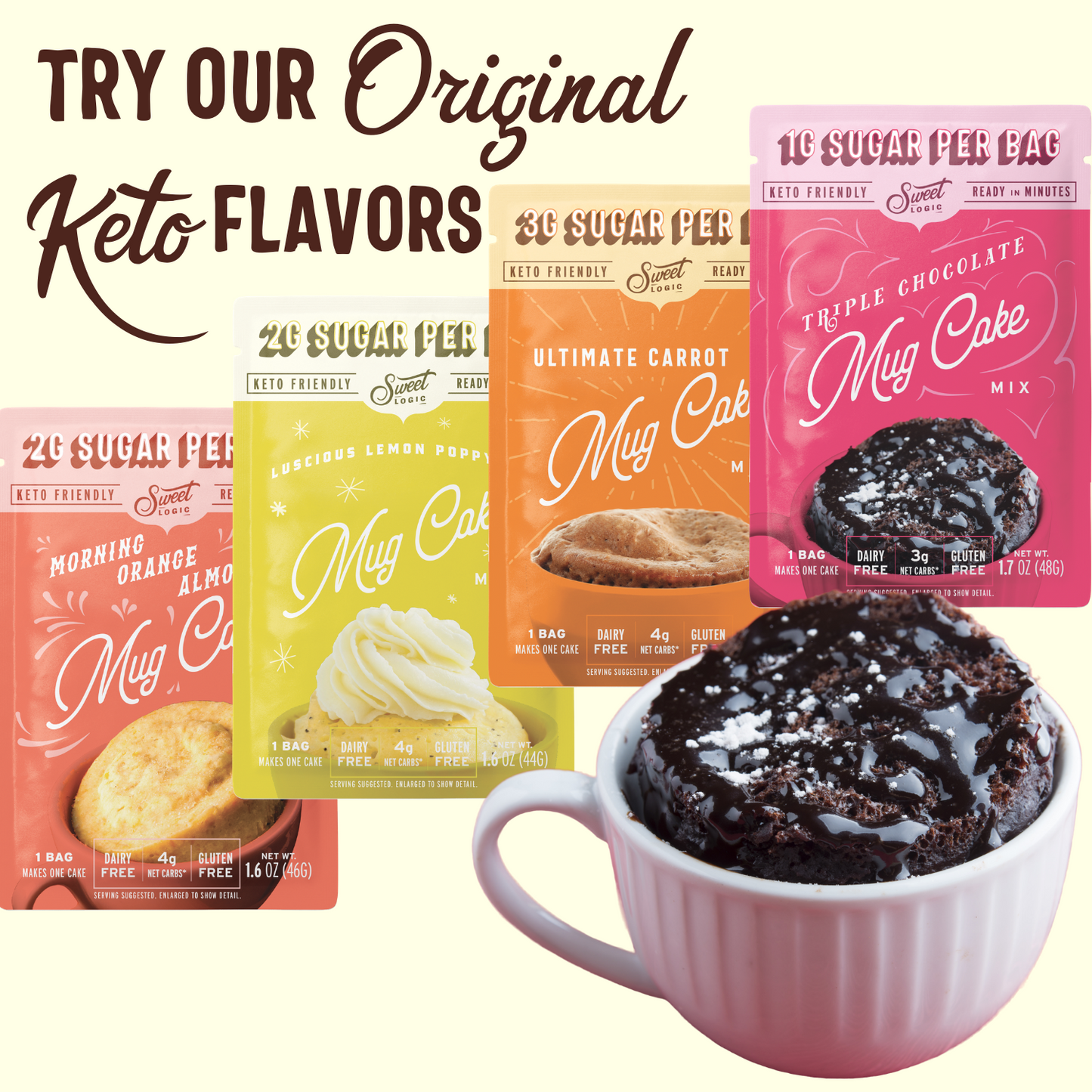 Keto Chocolate Mug Cake  (5-Pack) Low Carb, Low Sugar, Gluten Free