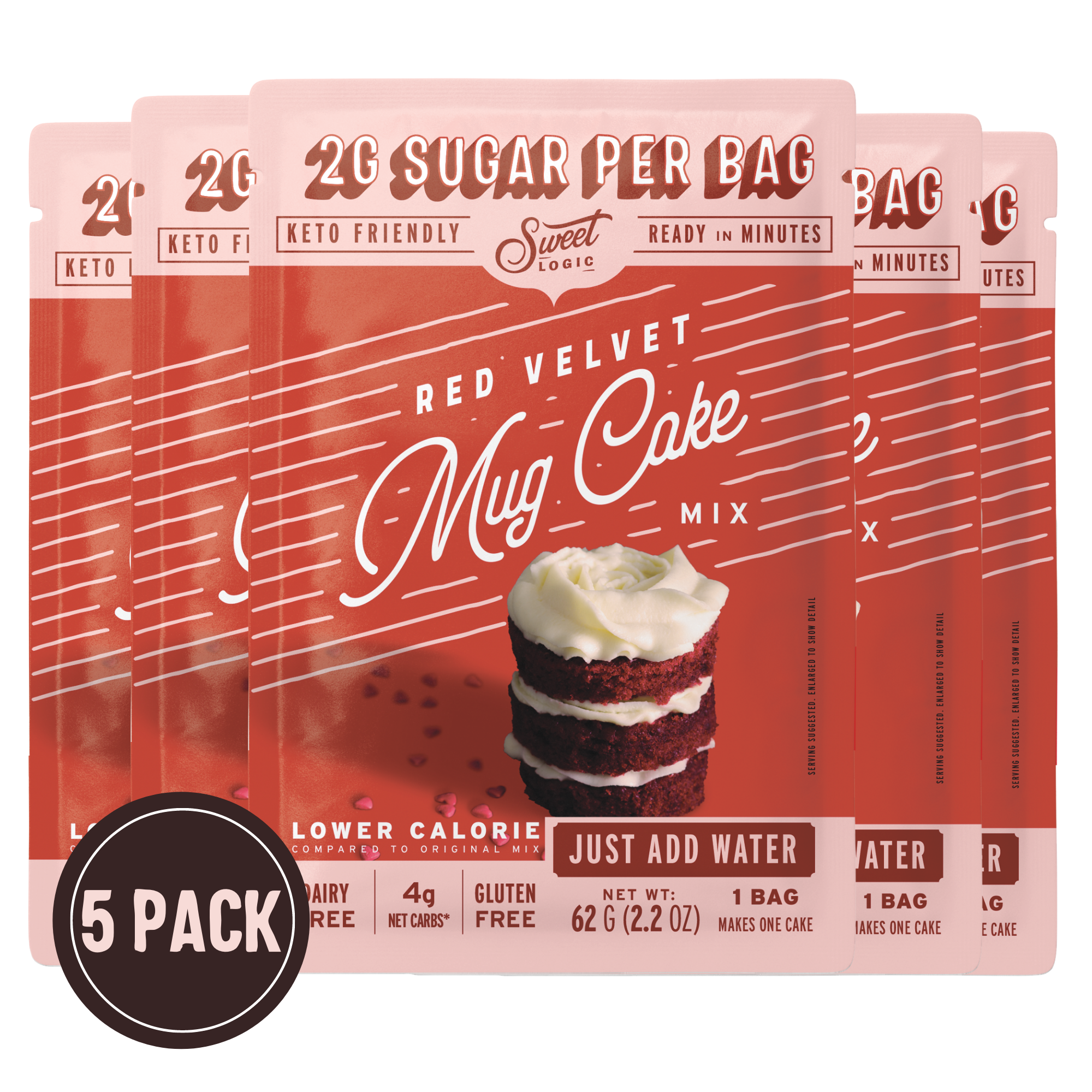 Keto Red Velvet Mug Cake  (5-Pack) Low Carb, Low Sugar, Gluten Free