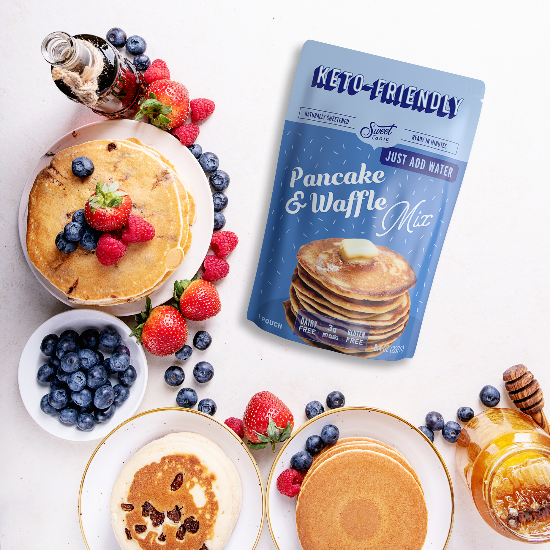 Keto Pancake and Waffle Mix (1-Pack) Low Carb, Low Sugar, Diabetic Friendly, Gluten Free